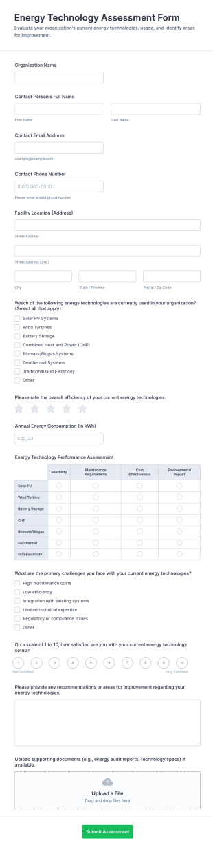 Energy Technology Assessment Form Template