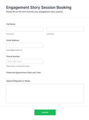Engagement Story Session Booking Form Template