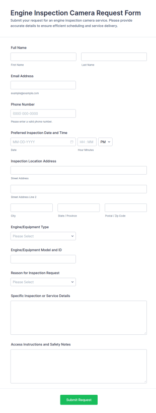 Engine Inspection Camera Request Form Template