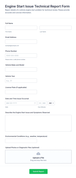 Engine Start Issue Technical Report Form Template
