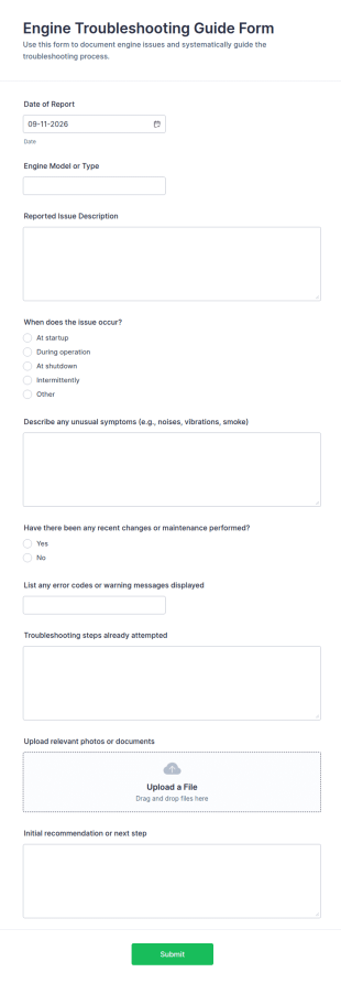 Engine Troubleshooting Guide Form Template