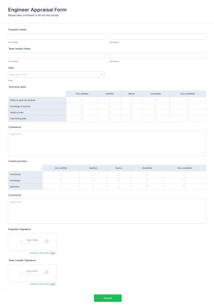 Engineer Appraisal Form Template