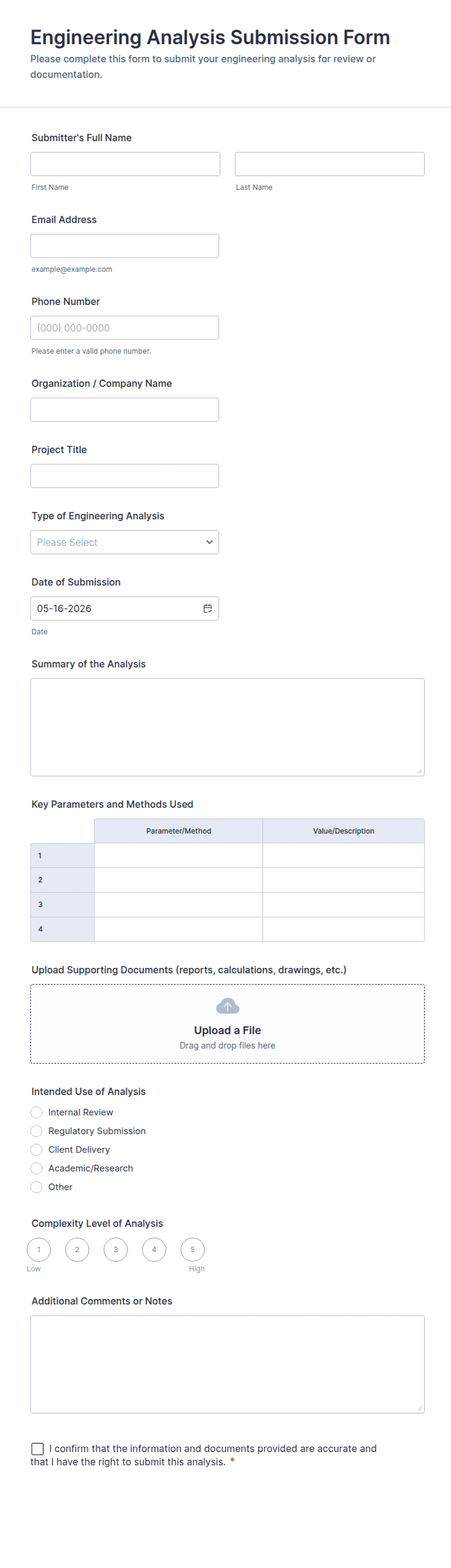 Engineering Query Form Engineering Analysis Submission Form Template | Jotform