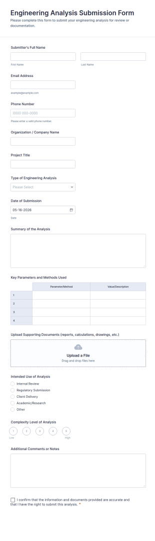 Engineering Analysis Submission Form Template