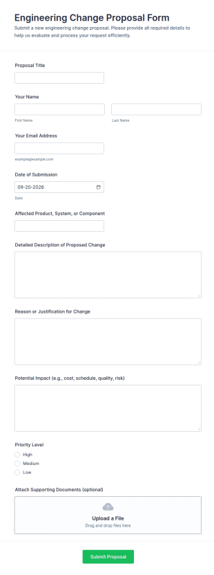 Engineering Change Proposal Form Template