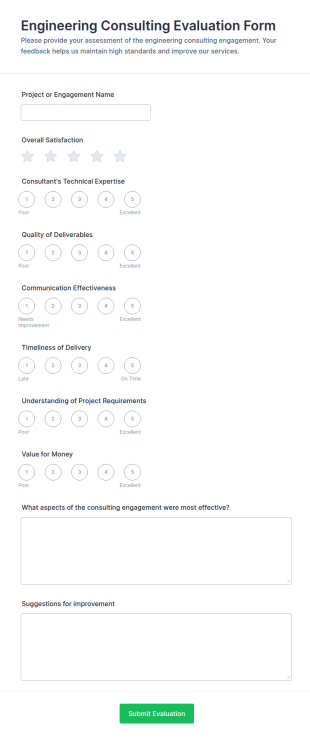 Engineering Consulting Evaluation Form Template