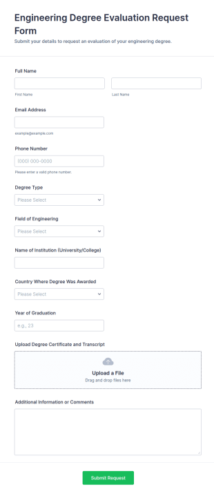 Engineering Degree Evaluation Request Form Template