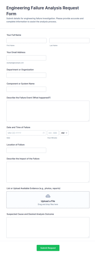 Engineering Failure Analysis Request Form Template