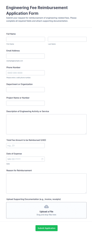 Engineering Fee Reimbursement Application Form Template