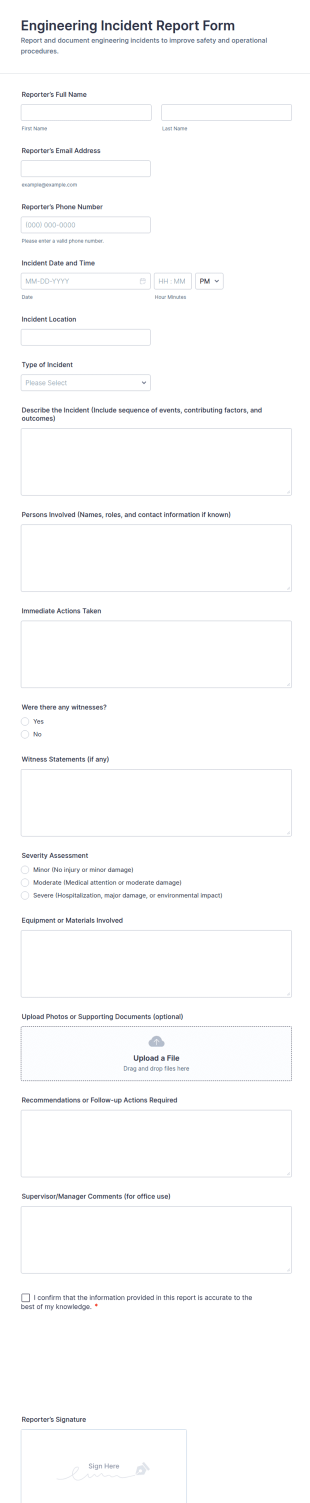 Engineering Incident Report Form Template