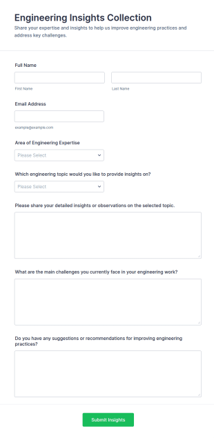 Engineering Insights Collection Form Template