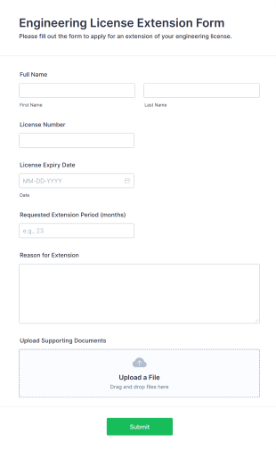 Engineering License Extension Form Template