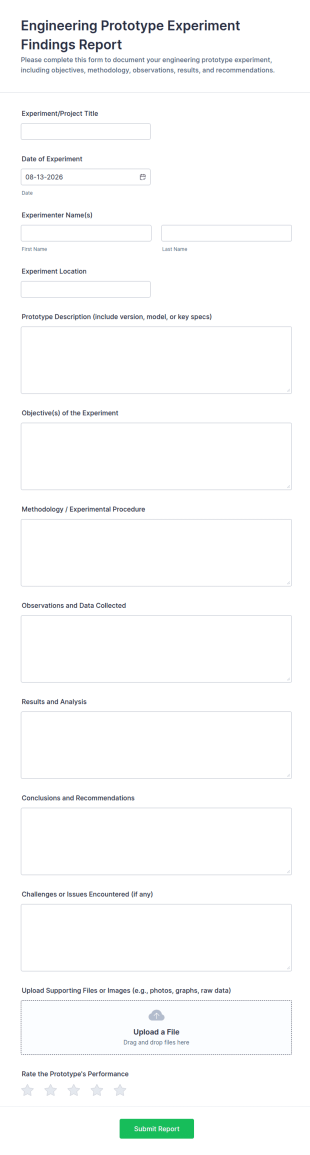 Engineering Prototype Experiment Findings Report Form Template
