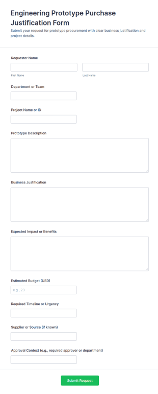 Engineering Prototype Purchase Justification Form Template