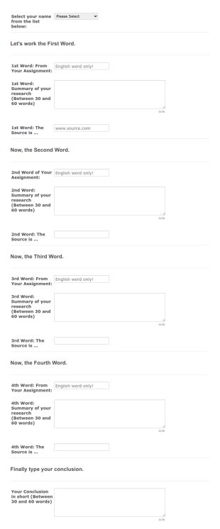 English Assignment: ETYMOLOGY (EEGO 2019 M1001) Form Template