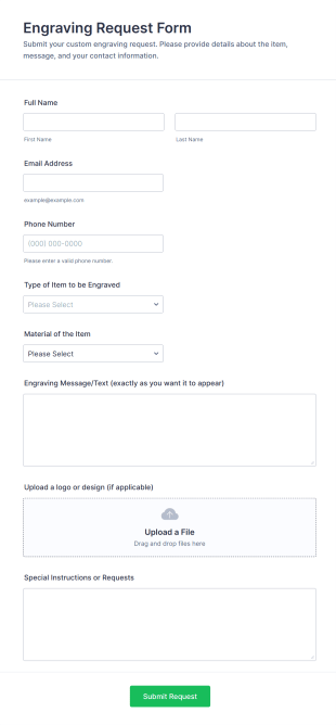 Engraving Request Form Template