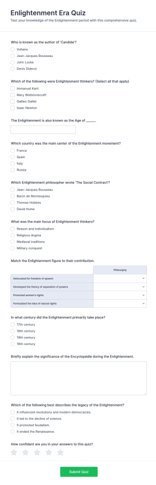 Enlightenment Era Quiz Form Template