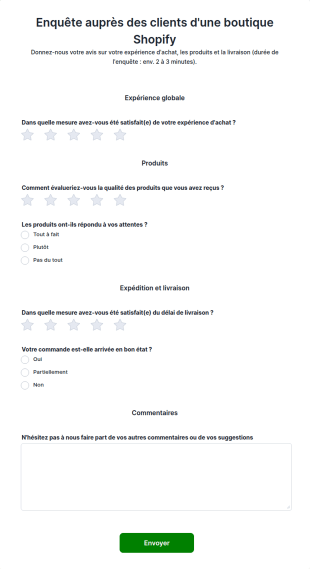 Enquête Auprès Des Clients D'une Boutique Shopify