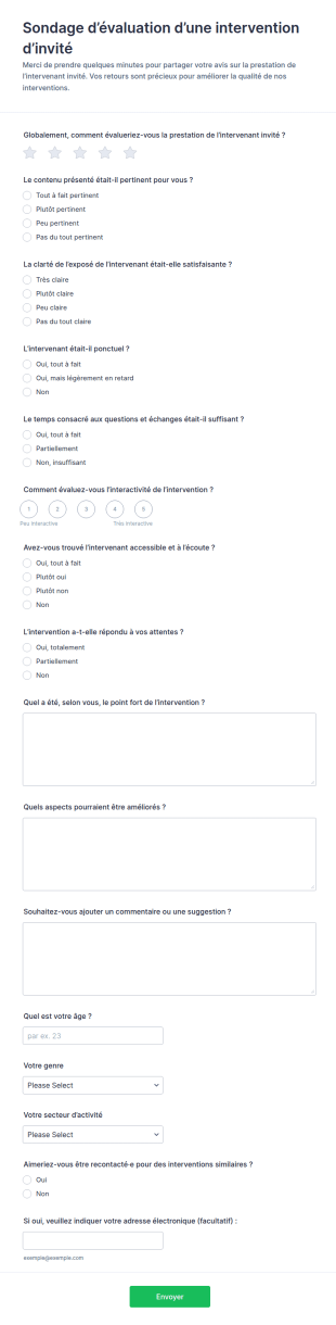 Enquête De Retour Sur L’intervenant