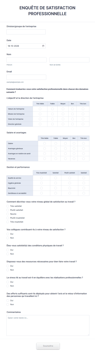 Enquête De Satisfaction Au Travail