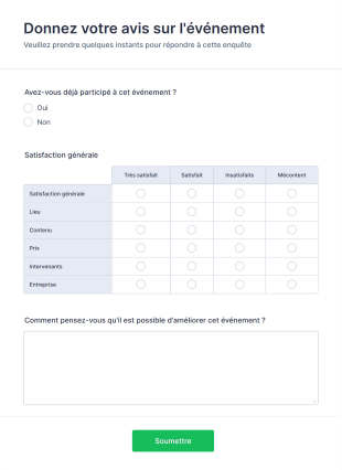 Enquête De Satisfaction événement Form Template