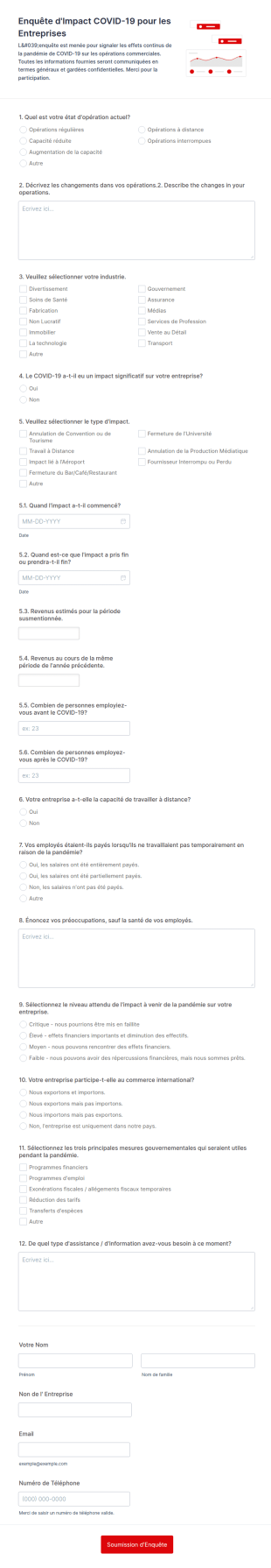 Enquête D'Impact COVID 19 Pour Les Entreprises