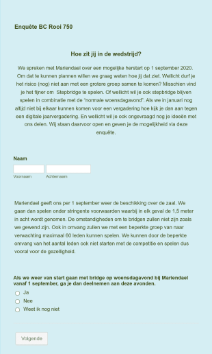Enquête Hoe Zit Jij In De Wedstrijd? Form Template