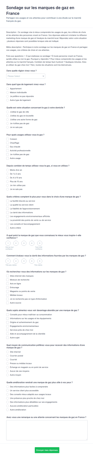 Enquête Marketing Sur La Marque De Gaz