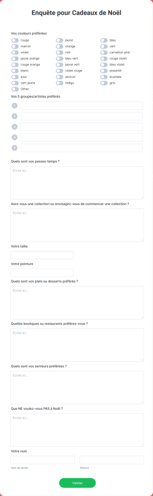 Enquête Pour Cadeaux De Noël