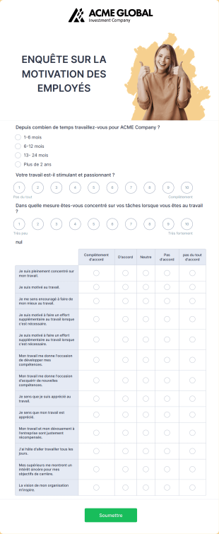 Enquête Sur La Motivation Des Employés Form Template