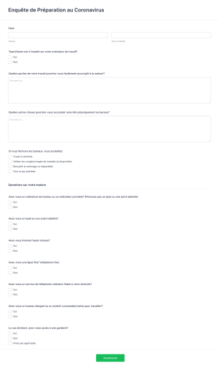 Enquête Sur La Préparation Du Travail à Domicile Coronavirus Form Template