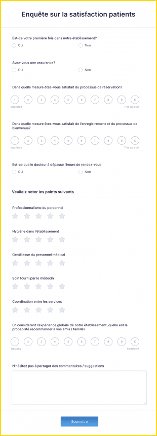 Enquête Sur La Satisfaction Patients Form Template