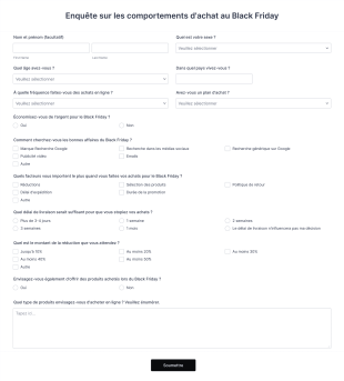 Enquête Sur Les Comportements D'achat Au Black Friday Form Template