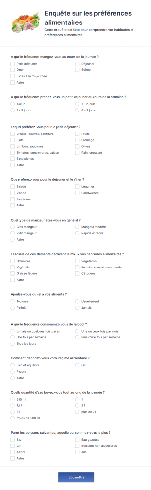 Enquête Sur Les Préférences Alimentaires
