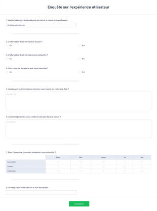 Enquête Sur L'expérience Utilisateur Form Template