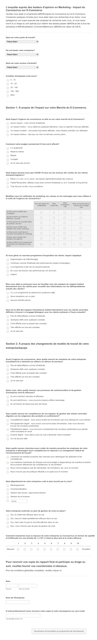 Enquête Sur L'Impact Du Coronavirus Sur E Commerce