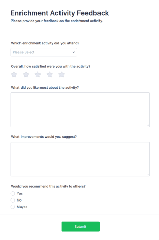 Enrichment Activity Feedback Form Template