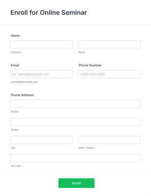 Enroll For An Online Seminar Form Template