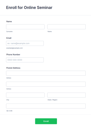 Enroll For An Online Seminar Form Template