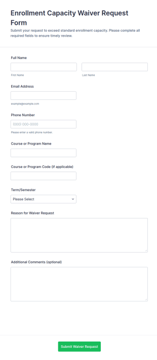 Enrollment Capacity Waiver Request Form Template
