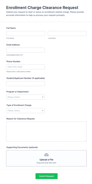 Enrollment Charge Clearance Request Form Template