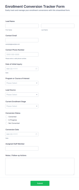 Enrollment Conversion Tracker Form Template