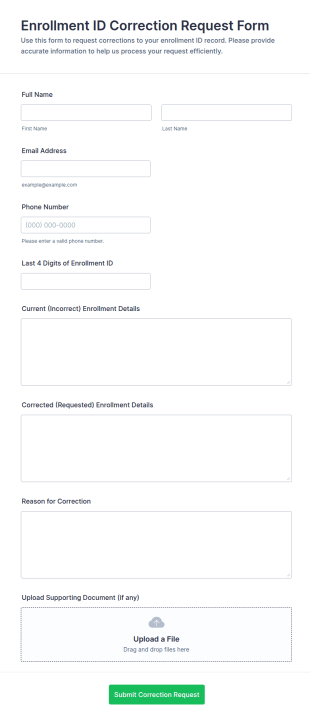 Enrollment ID Correction Request Form Template