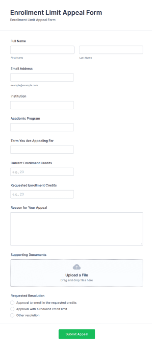 Enrollment Limit Appeal Form Template