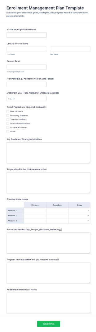 Enrollment Management Plan Template Form