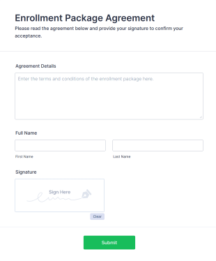 Enrollment Package Agreement Form Template