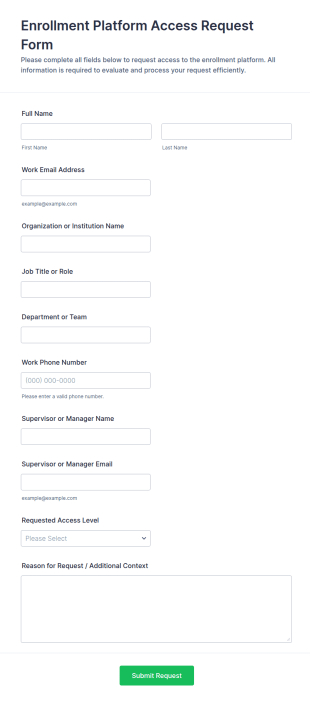 Enrollment Platform Access Request Form Template