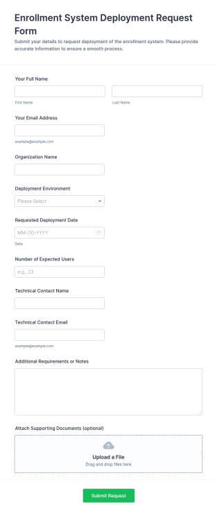 Enrollment System Deployment Request Form Template