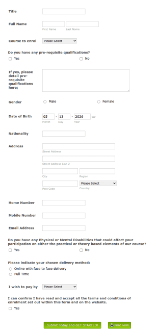 Enrolment Form PTQ