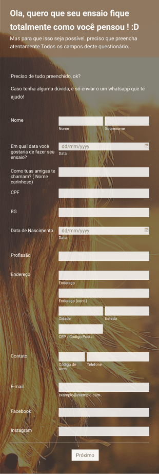 Ensaio Feminino Form Template